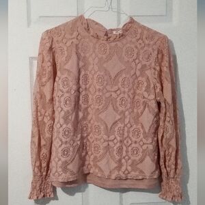 Ultra Pink Lace Blouse - Blush Pink
